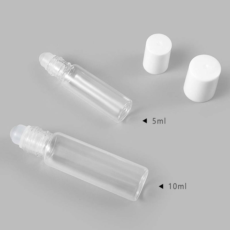 Teensery 12 Pcs Clear Glass Roller Bottles Empty Refillable Essential Oil Roll-on Bottles Cosmetic Sample Storage Container Vial with Glass Roller Ball for Essential Oil Aromatherapy Perfume Eye Essence (10ML) - Image 5